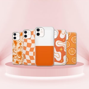 Orangefarbene Handyhülle mit abstraktem Muster, passend für iPhone 15 Pro, 14, 13, 12, 11, XR, 8+, 7, Samsung S24, S23, A53, A51, Huawei P20, P30 Lite