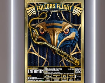 Falcons Flight - Six Flags Qiddiya City | Intamin : Rollercoaster Layout Poster
