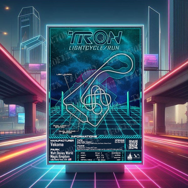 TRON Lightcycle/Run - Walt Disney World - Magic Kingdom | Vekoma: Rollercoaster Layout Poster