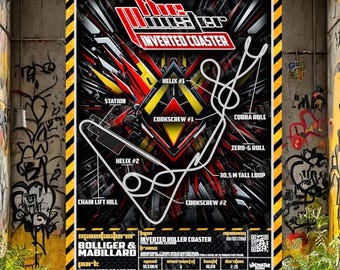 The Monster - Walygator | Bolliger & Mabillard : Rollercoaster Layout Poster