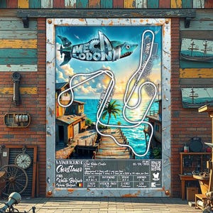 Mecalodon - Walibi Belgia | Gerstlauer: Plakat z układem kolejki górskiej