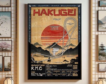 Hakugei (はくげい)  - Nagashima Spa Land | R.M.C : Rollercoaster Layout Poster