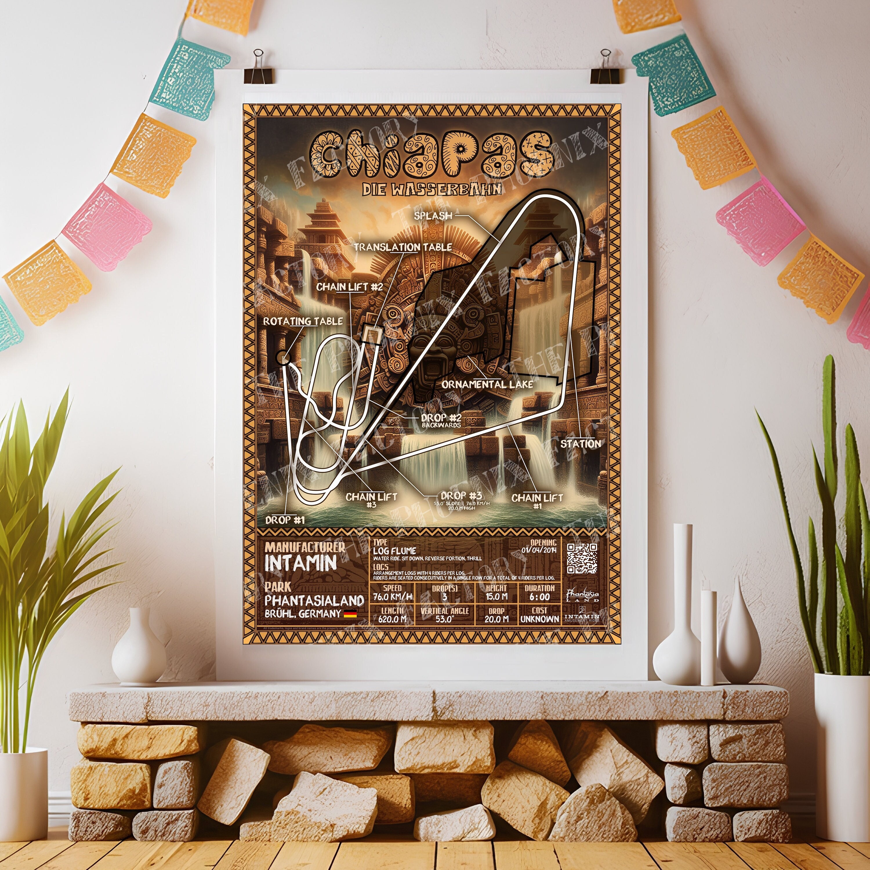 Chiapas - Phantasialand | Intamin: Log Flume Layout Poster - Etsy
