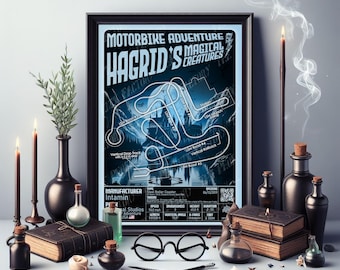 Ahgreed's Magical Creatures Motorbike Adventure - Universal Studios Islands of Adventure  | Intamin : Rollercoaster Layout Poster