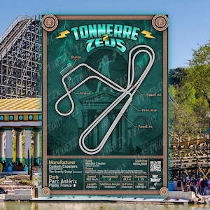 Tonnerre 2 Zeus - Parc Astérix | The Gravity Group : Rollercoaster Layout Poster