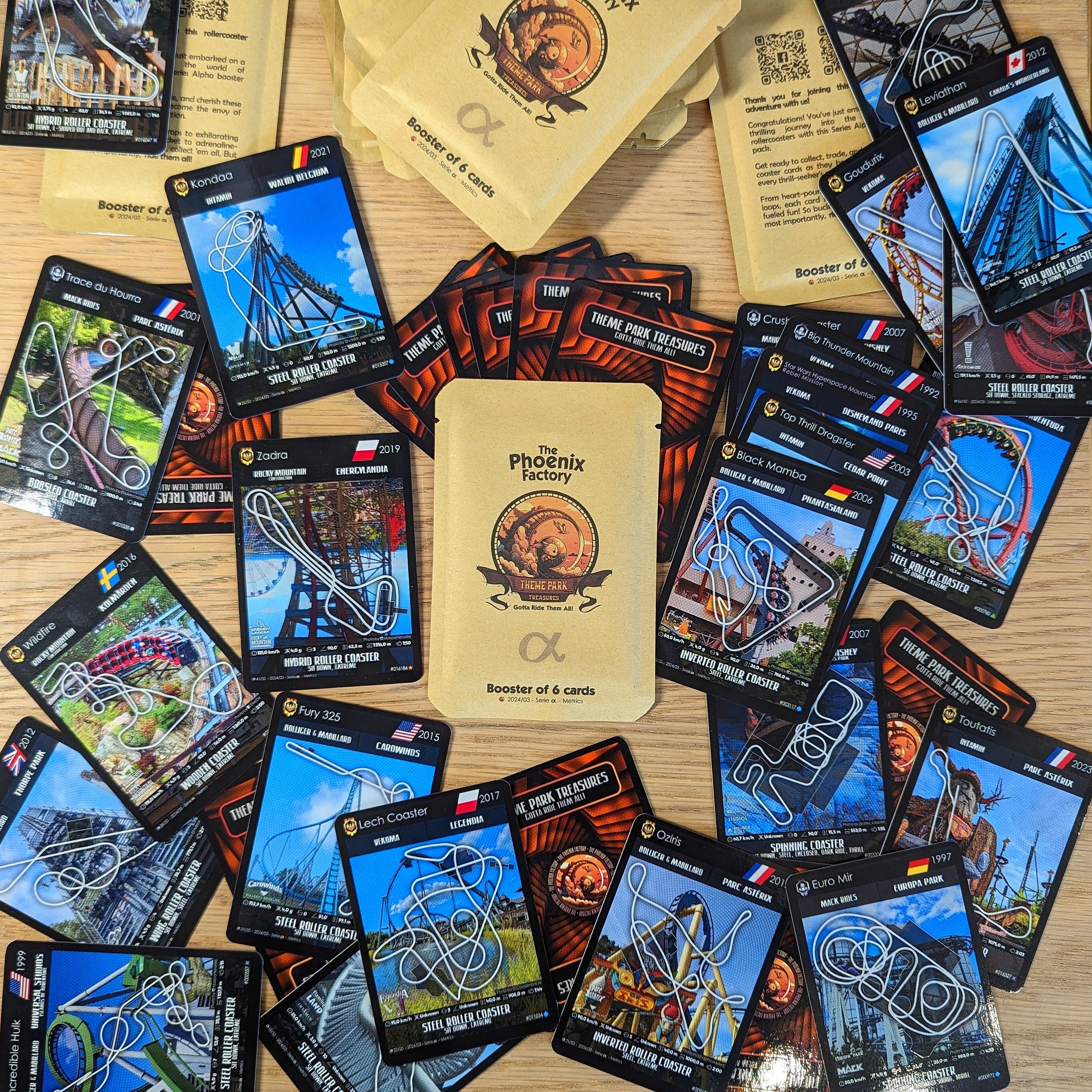 Boosters of 6 Collectible Rollercoaster Cards - Alpha Series