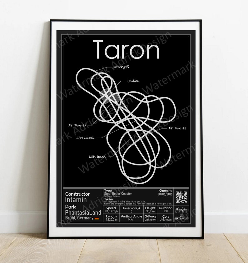 Taron - Phantasialand | Intamin : Rollercoaster Layout Poster - Etsy