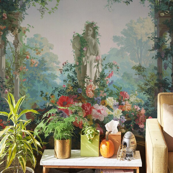 Garden goddess wallpaper, Peel and stick, Accent wall, Gift, Floral wall mural, Repositionable, Flowers, Selfadhesive 20