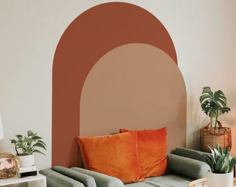 Double color arch wall sticker, Removable semi-circle shape headboard, Color blocking party decoration