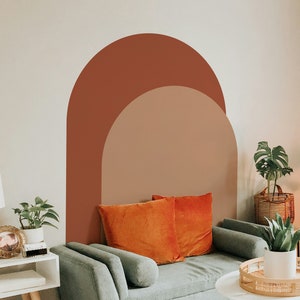 Double color arch wall sticker, Removable semi-circle shape headboard, Color blocking party decoration