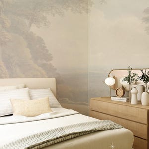 Subtle wallpaper, Repositionable, Landscape, Watercolor wall mural, Painting, Peel and stick, Vintage, Removable 12