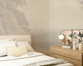 Subtle wallpaper, Repositionable, Landscape, Watercolor wall mural, Painting, Peel and stick, Vintage, Removable 12