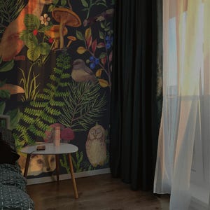 Dark forest animals kids room, Adorable woodland scene creatures, Children decor 101