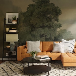 Watercolor tree wall mural, Nature wallpaper, Peel and stick, Accent wall, Gift, Removable decal, Large print 64
