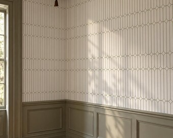 Mid Century Modern Wallpaper, Olive Green Geometric Wallpaper, Retro Arch Wall Mural, Vintage Green Wallpaper, Modern Retro Decor 310