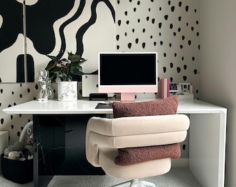 Black and White Dot Wallpaper, Minimalist Dalmatian Spot Peel & Stick Mural, Modern Scandinavian Wall Art 126