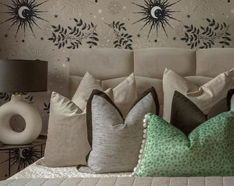 Mystic sun and moon removable wall decor, Esoteric witchy wallpaper 94