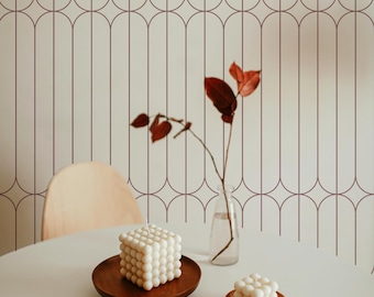 Art Deco Wallpaper, Geometric Arch Wallpaper, Neutral Vintage Wall Mural, Mid Century Modern Wallpaper, Elegant Geometric Decor 307
