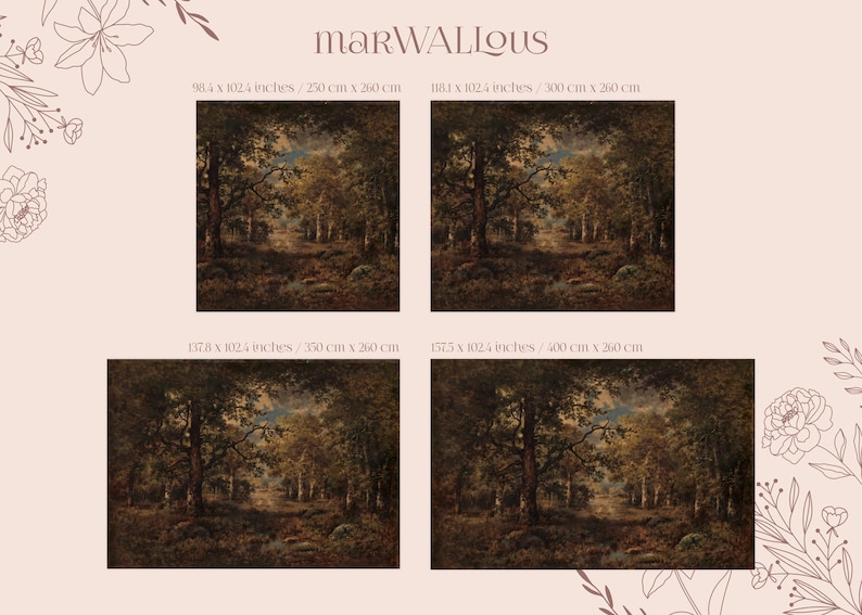 Dark forest peel and stick, Removable wallpaper, Self adhesive, Accent wall, Oil Painting, Renter friendly 18 image 3