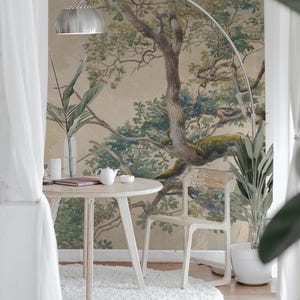 Tree branch wallpaper, Watercolor painting, Vintage wall decor, Removable wallpaper, Peel and stick, Botanical 80