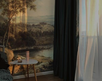 Johann Christian Vollerdt 'An extensive river landscape with a family vintage wall mural 91