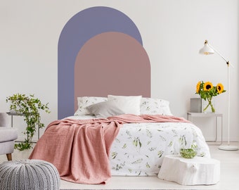 Sticker mural en forme d'arche double couleur, tête de lit amovible en forme de demi-cercle, décoration de fête aux couleurs contrastées
