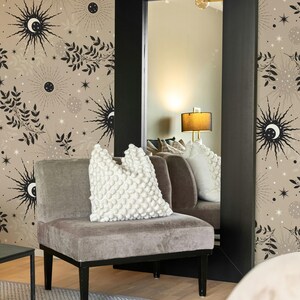 Mystic sun and moon removable wall decor, Esoteric witchy wallpaper 94 imagen 16