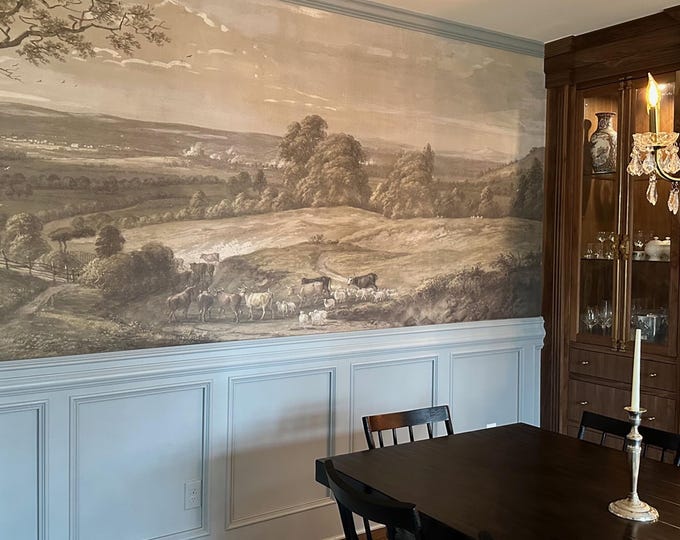 Peaceful Vintage Scenic Wall Mural, Vintage Landscape Wall Mural ...