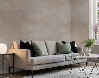 Beige Concrete Wallpaper, Faux Plaster Wall Mural, Industrial Texture Peel and Stick, Neutral Living Room Decor, Removable Stone Look, 251