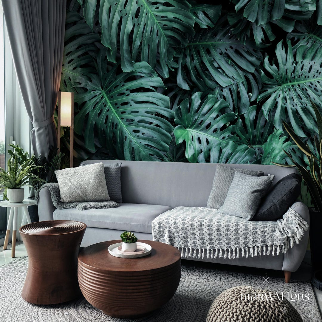 Monstera Leaf Wall Mural, Peel and Stick Tropical Wallpaper 29 - Etsy