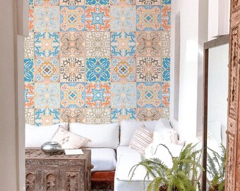 Portuguese Tiles Peel and Stick Wallpaper – Removable Wall Mural for Kitchen, Bathroom, or Living Room – Self-Adhesive Wall Art 143