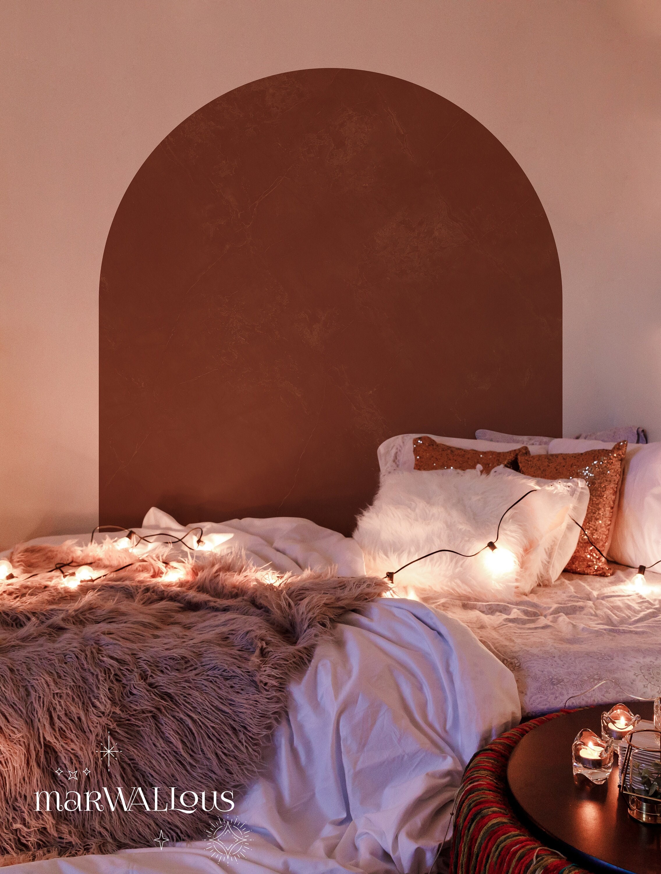 Single color arch wall sticker, Removable semi-circle shape headboard, Color backdrop boho wall decal