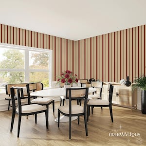 Custom Colors Stripe Wallpaper Beige Terracotta Peel and Stick Wall Mural, Retro Abstract Lines, Removable Decor, Personalized Wallpaper 160