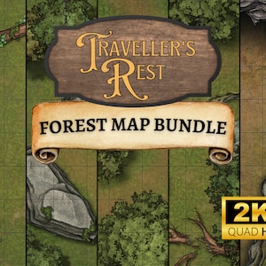 Waldkarten Bundle | 5 Karten | 2K | Regen und Nacht Variationen | D&D, Pathfinder, TTRPG Battlemaps | VTT und Print Ready