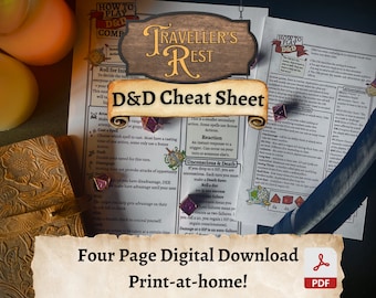 D&D Player's Cheat Sheet | How To Play Dungeons and Dragons | Digital Download | PDF