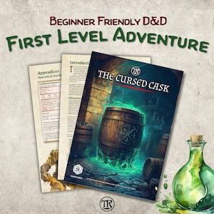 The Cursed Cask - D&D Beginner Adventure | 1st Level D8 Night One-shot | Dungeon Master Tools | Printable Product Digital File | New Players