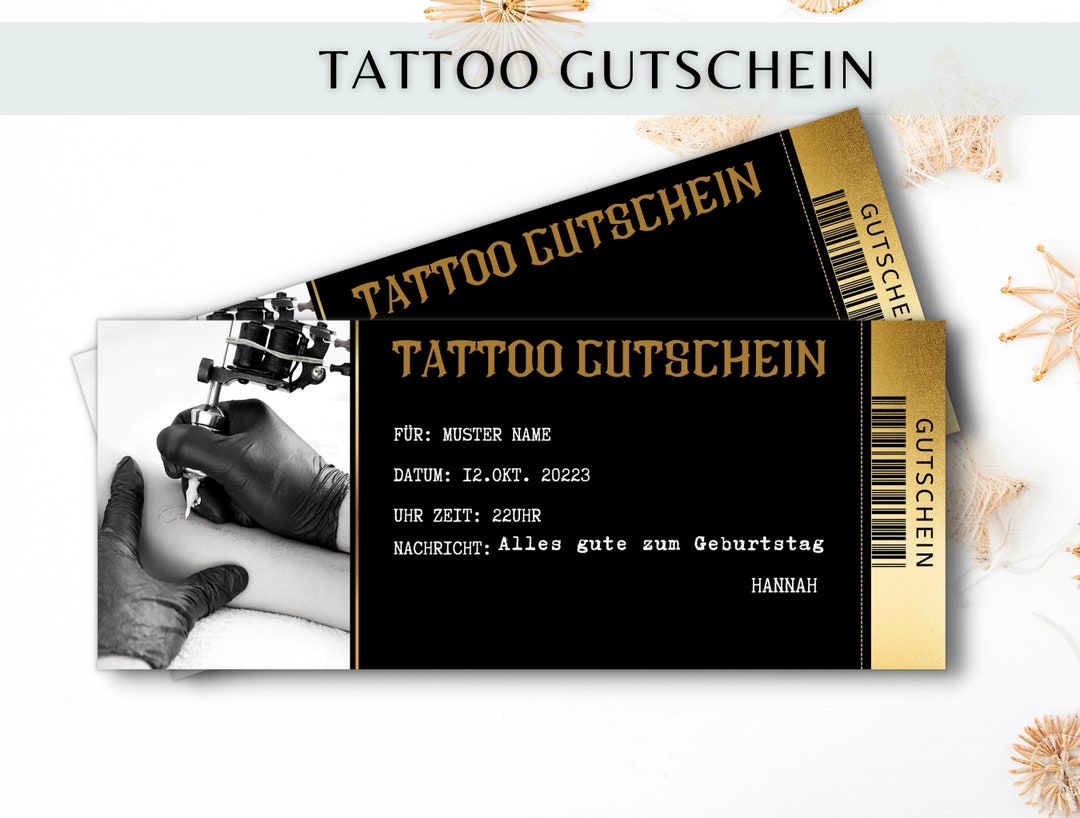 Luxus Tattoo Gutschein Vorlage Zum Ausdrucken Geschenk Idee Etsy