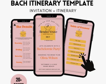 Veuve before Vows, Rendez Veuve Bachelerotte Invitation + Itinerary Template, Bach Bash, Bachelorette Weekend Planner, rendezveuve bach bash