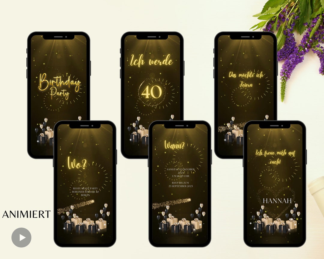 Ecard 18. 20. 30. 40. 50. Geburtstags Party Einladung Digitale Whatsapp Instagram Facebook Email 