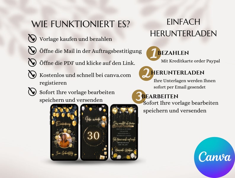 eCARD Geburtstags Party Einladung für 18. 20. 30. 40. 50. 60. digitale Whatsapp Geburtstagseinladung Personalisierte Geburtstagskarten Bild 4