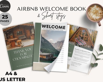 Airbnb Welcome Book Cabin Template | Canva | Cottage | Lake House Forest | STR | Guidebook | Vacation Rental Welcome Book | VRBO Guest Book