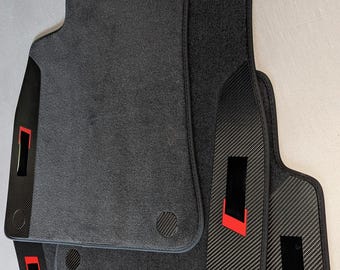 Floor Mats fit Audi RS7  2019-2025 C8 Custom Carbon black with logo