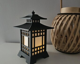 Japanese Light Pagoda Style Lamp | Zen Decor | Oriental-Inspired Night Light