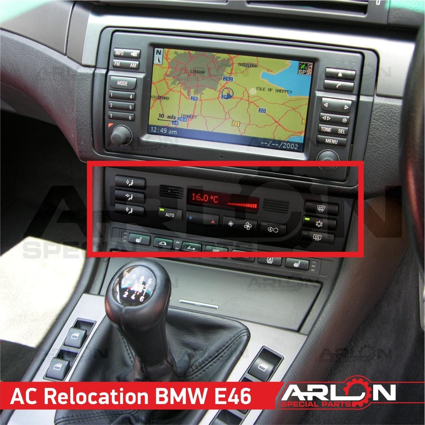 E46 BMW 3-Series Double DIN Stereo Dash Kit With HVAC Relocation Bracket 1998-2006