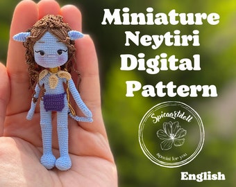 Miniature Avatar Neytiri Pattern, miniature crochet pattern, tiny pattern , dijital pattern , mini pattern, neytiri pattern