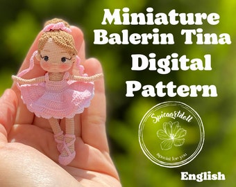 Miniature Ballerine Tina Pattern, miniature crochet pattern, tiny pattern , dijital pattern , mini pattern, balerin pattern