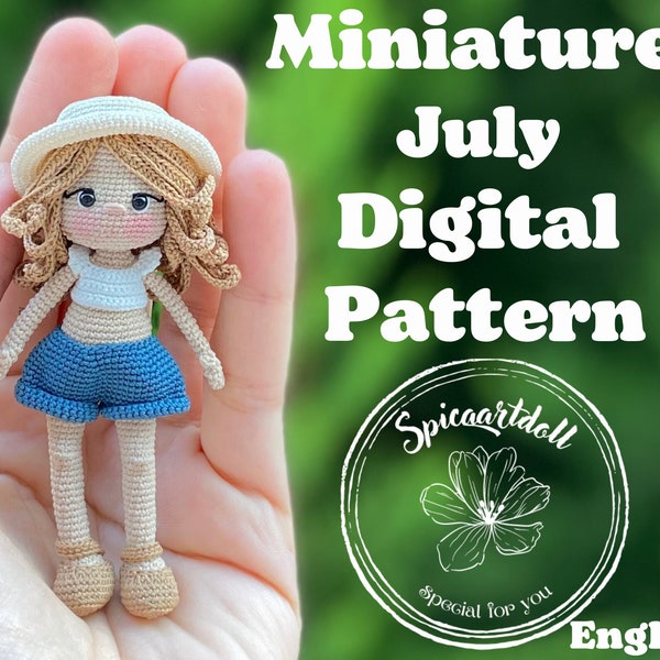 July Miniature Amigurumi Pattern, miniature pattern