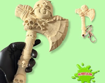 Garbage Pail Kids Inspired Max Axe Prop – 3D Printed Display Axe – Wood Effect