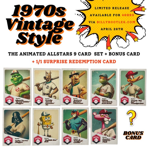 Vintage 70s Style 9 Card Set + Surprise Bonus Card - 4 1of1 Redemption Cards Available - Claim via UV Note