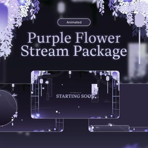 Purple Flower Animated Stream Overlay Package (Digital Download)